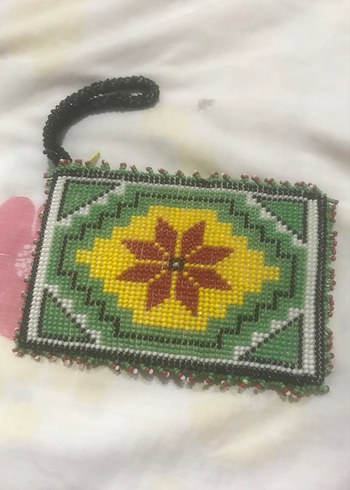 Boncuk İşlemeli Renkli Örgü Kadın Cüzdanı