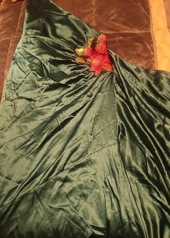 Nakışlı Uzun saten  Kadın Elbisesi - Görsel 3