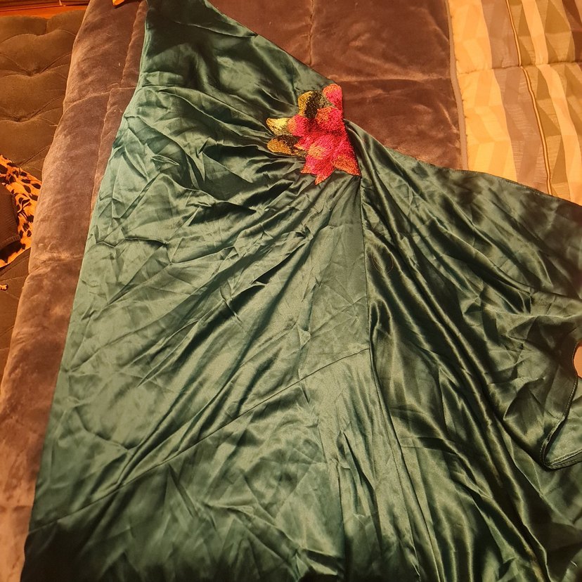 Nakışlı Uzun saten  Kadın Elbisesi - Görsel 3