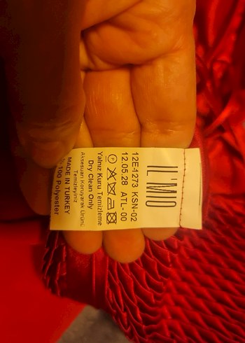 Kırmızı ince capraz askili Uzun Abiye Elbise - Görsel 3