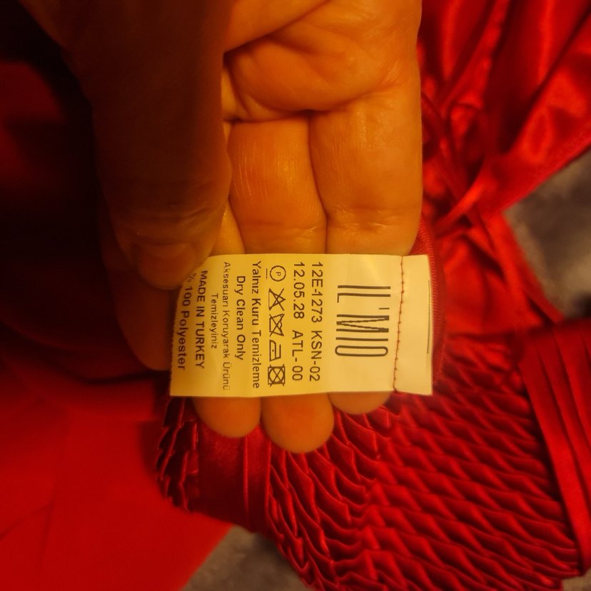 Kırmızı ince capraz askili Uzun Abiye Elbise - Görsel 3