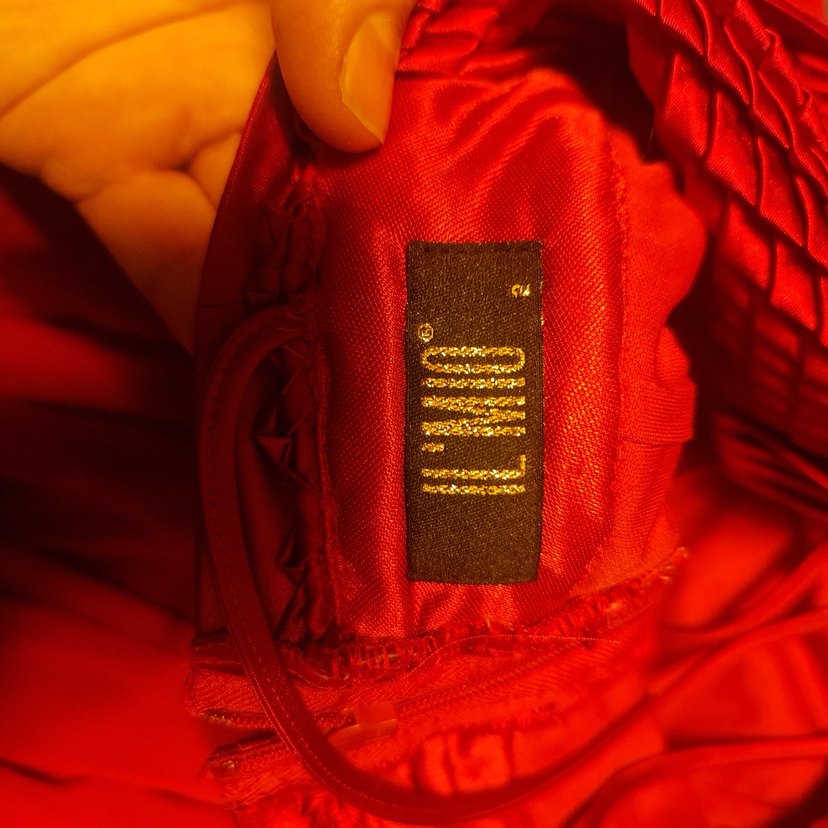 Kırmızı ince capraz askili Uzun Abiye Elbise - Görsel 4