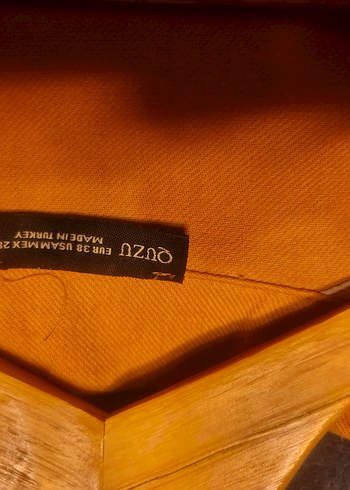 Düğmeli açık Kahverengi Keten Midi Ceket - Görsel 6