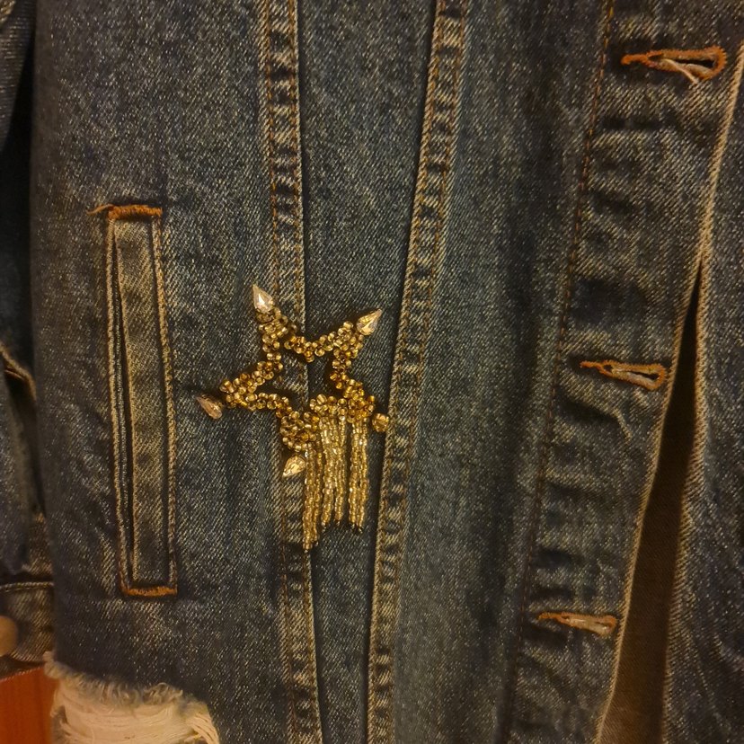 Kadın Nakışlı Düğmeli Kot Ceket - Görsel 3