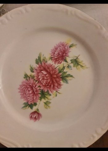 antika istanbul porselen Çiçek Desenli Pastel Beyaz Tabak Seti - Görsel 3