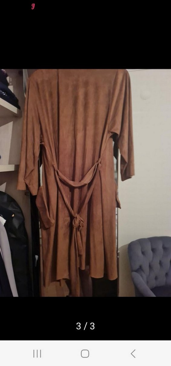 batik marka Bej Süet Uzun Kadın Trençkot - Görsel 3