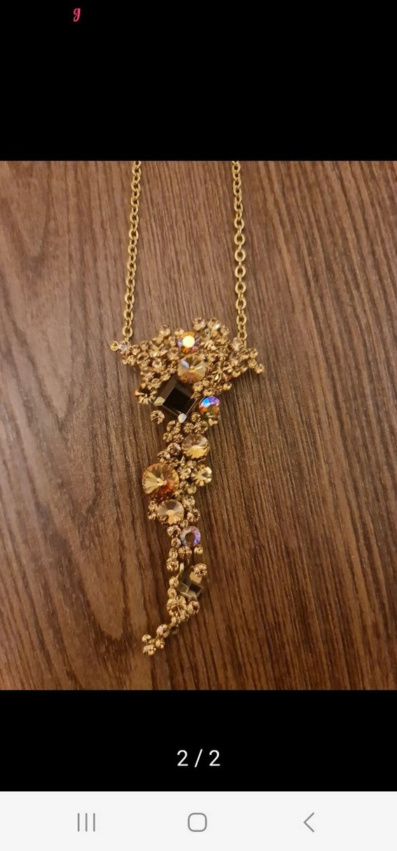 Uzun Altın Renkli Boncuklu Kadın Kolye - Görsel 2