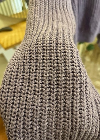 Mor V Yaka Örgü fulla moda Hırka - Görsel 3