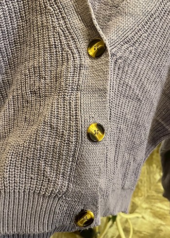 Mor V Yaka Örgü fulla moda Hırka - Görsel 5