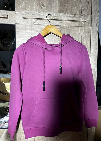 Mor Kapüşonlu Kadın Sweatshirt