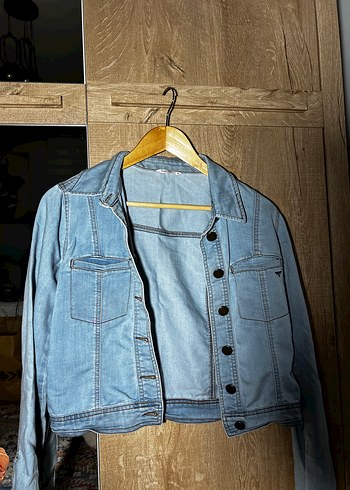 Düğmeli Mavi Kadın Denim Ceket