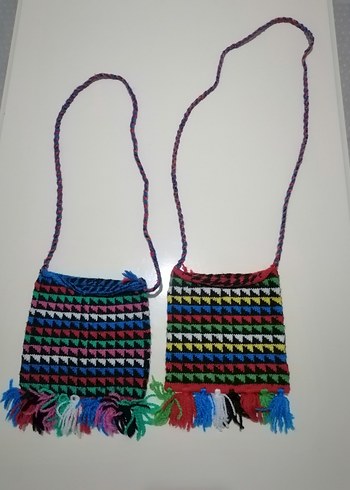 Renkli Nakışlı Bohem Örgü Çanta
