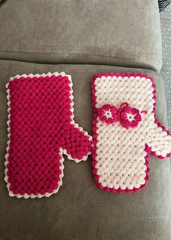 Pembe Örgü Banyo Süngeri Eldiveni