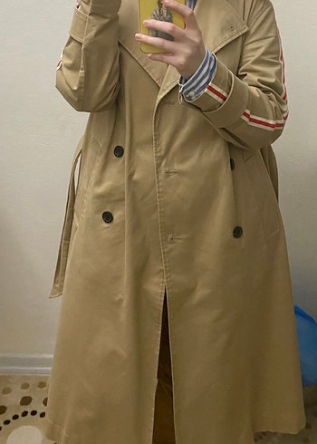 Zara Bej Uzun Trençkot Kemerli, xs 34 beden - Görsel 3