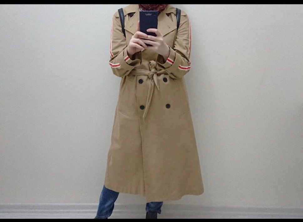 Zara Bej Uzun Trençkot Kemerli, xs 34 beden - Görsel 2