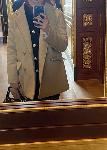 Krem rengi kaşe blazer ceket - Görsel 2