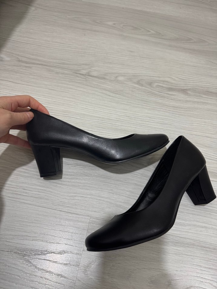 Kadın Siyah kalın Topuklu ayakkabı - Görsel 2