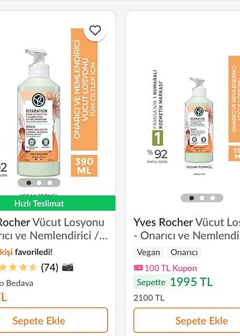  Beden Yves Rocher Onarıcı ve Nemlendirici Vücut Losyonu 390 ml
