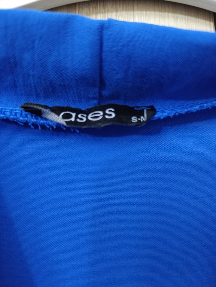 Mavi Uzun Kadın Salaş Gömlek Elbise - Görsel 2