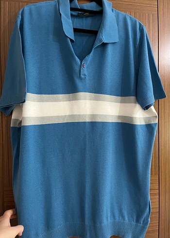 Erkek Mavi Pamuklu Polo Tişört - Görsel 3