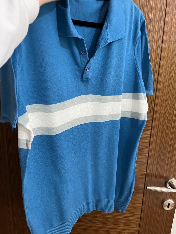 Erkek Mavi Pamuklu Polo Tişört - Görsel 2