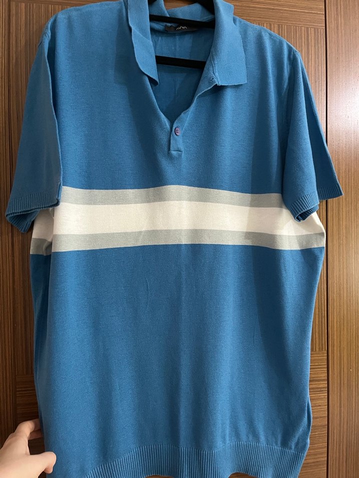 Erkek Mavi Pamuklu Polo Tişört - Görsel 3