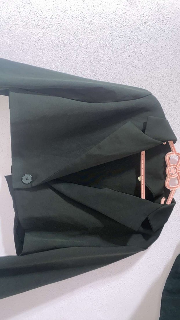 Kadın Siyah Düğmeli Midi Blazer Ceket - Görsel 2