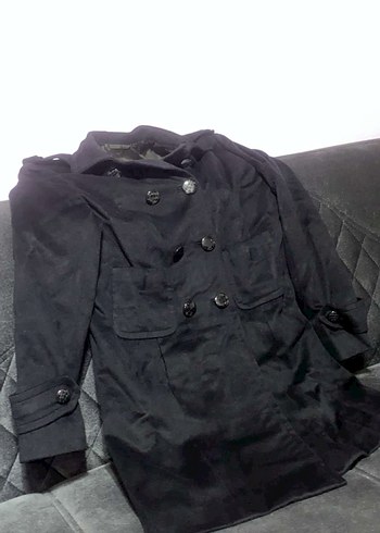 Düğmeli Siyah Uzun Süet Kadın Kaban - Görsel 3