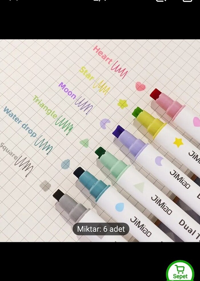 Damgalı / baskılı çift taraflı kalem kawaii - Görsel 4