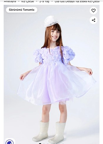 Mor Fırfırlı Uzun Kollu Kız Çocuk Elbise - Görsel 3