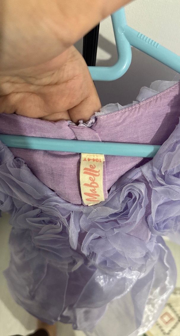 Mor Fırfırlı Uzun Kollu Kız Çocuk Elbise - Görsel 2