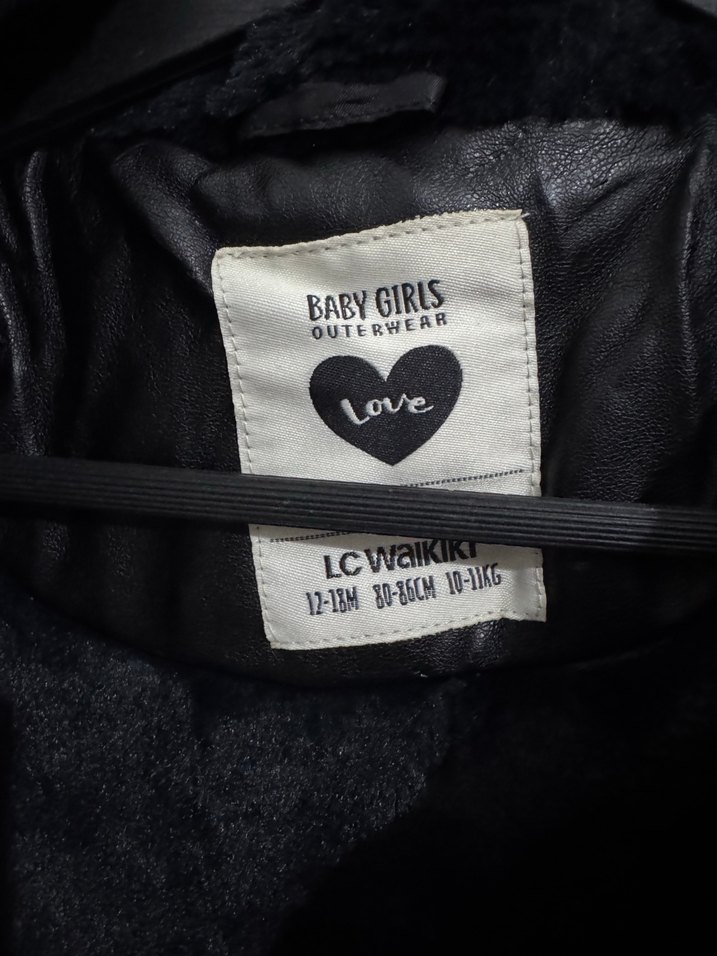 Çocuk Siyah Deri Kapüşonlu Kürklü Biker Ceket - Görsel 2