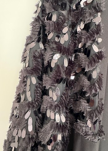 Uzun Siyah Kürklü Kadın Kaban - Görsel 2