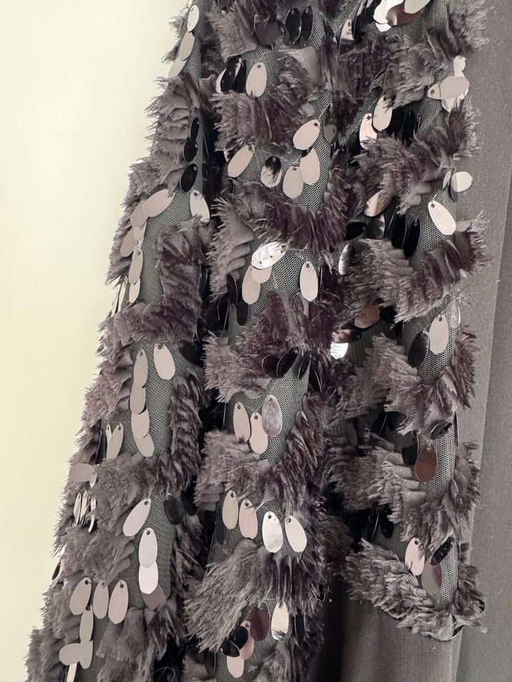 Uzun Siyah Kürklü Kadın Kaban - Görsel 2