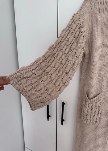 Bej Örgü Kadın Uzun Hırka - Görsel 2
