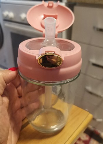 Pembe Çocuk Şişesi Kulplu - Görsel 2