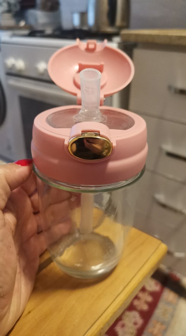 Pembe Çocuk Şişesi Kulplu - Görsel 2