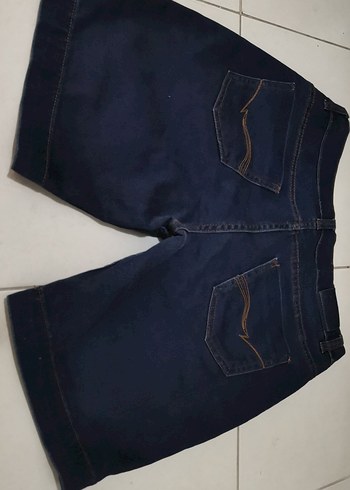 Lacivert Midi Kadın Denim Şort - Görsel 3