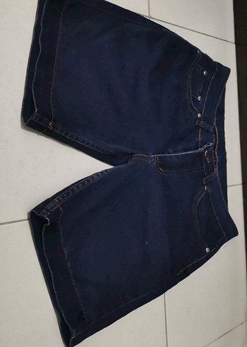 Lacivert Midi Kadın Denim Şort - Görsel 2