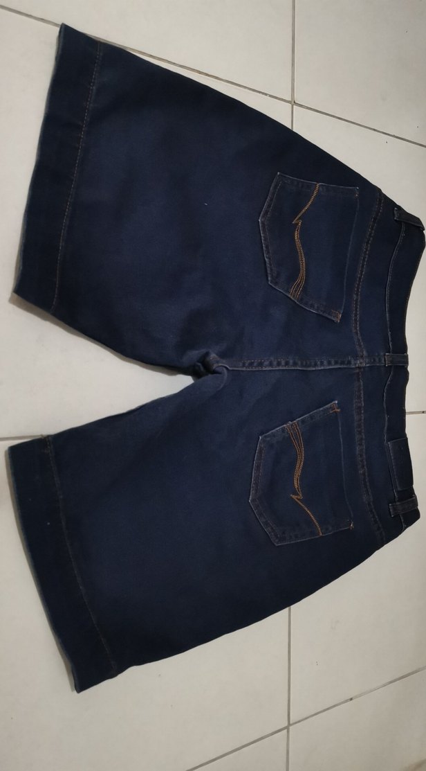 Lacivert Midi Kadın Denim Şort - Görsel 3