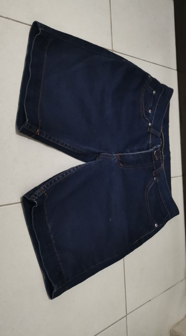 Lacivert Midi Kadın Denim Şort - Görsel 2