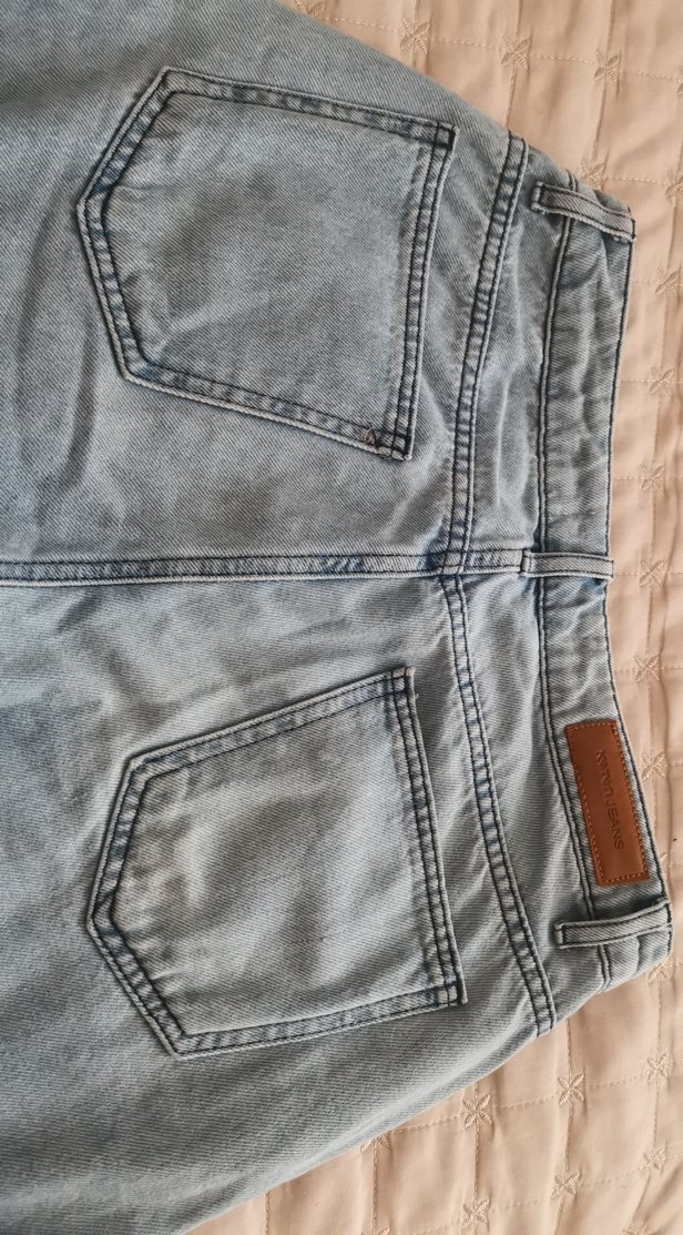 Kadın Mavi Pastel Renkli Denim Şort - Görsel 3