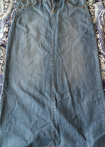 Bohem Tarzı Uzun Denim Etek