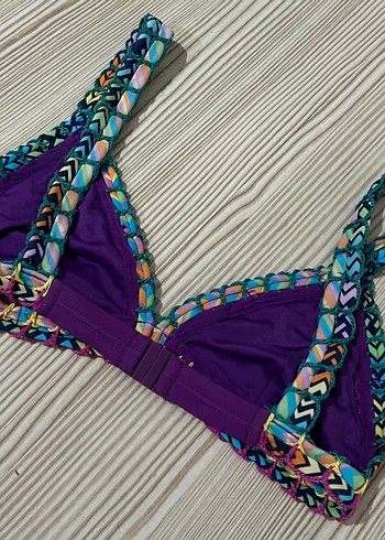 Mor Zincir Detaylı Nakışlı Bohem Bikini Üstü - Görsel 2