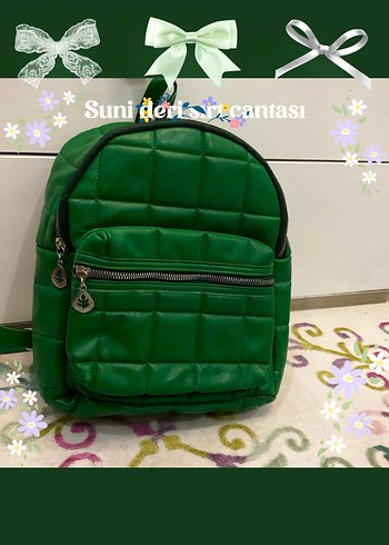 Yeşil Fermuarlı Kadın Sırt Çantası - Görsel 2