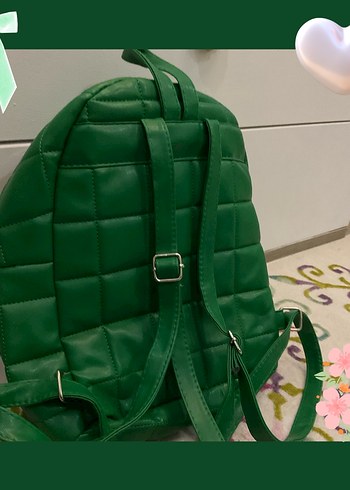 Yeşil Fermuarlı Kadın Sırt Çantası - Görsel 3