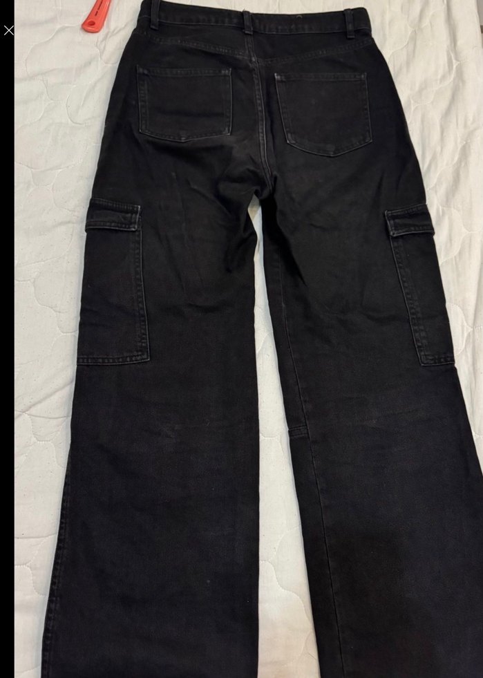 DEFACTO 90'lar Siyah Yüksek Bel Geniş Paça Kot Pantolon - Görsel 3