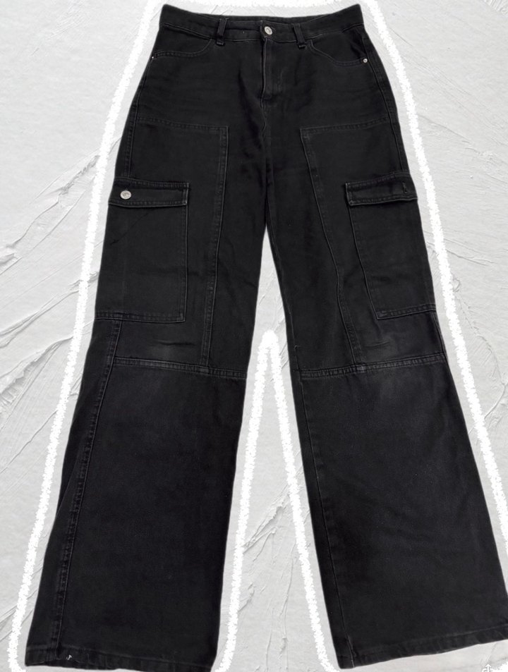 DEFACTO 90'lar Siyah Yüksek Bel Geniş Paça Kot Pantolon - Görsel 2