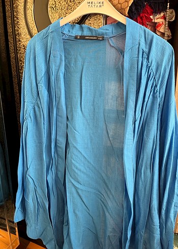 Parlak Mavi Uzun Kollu Bohem Kadın kimono - Görsel 2