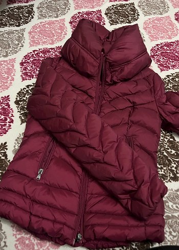 Bordo Fermuarlı Kadın Kışlık Mont - Görsel 2